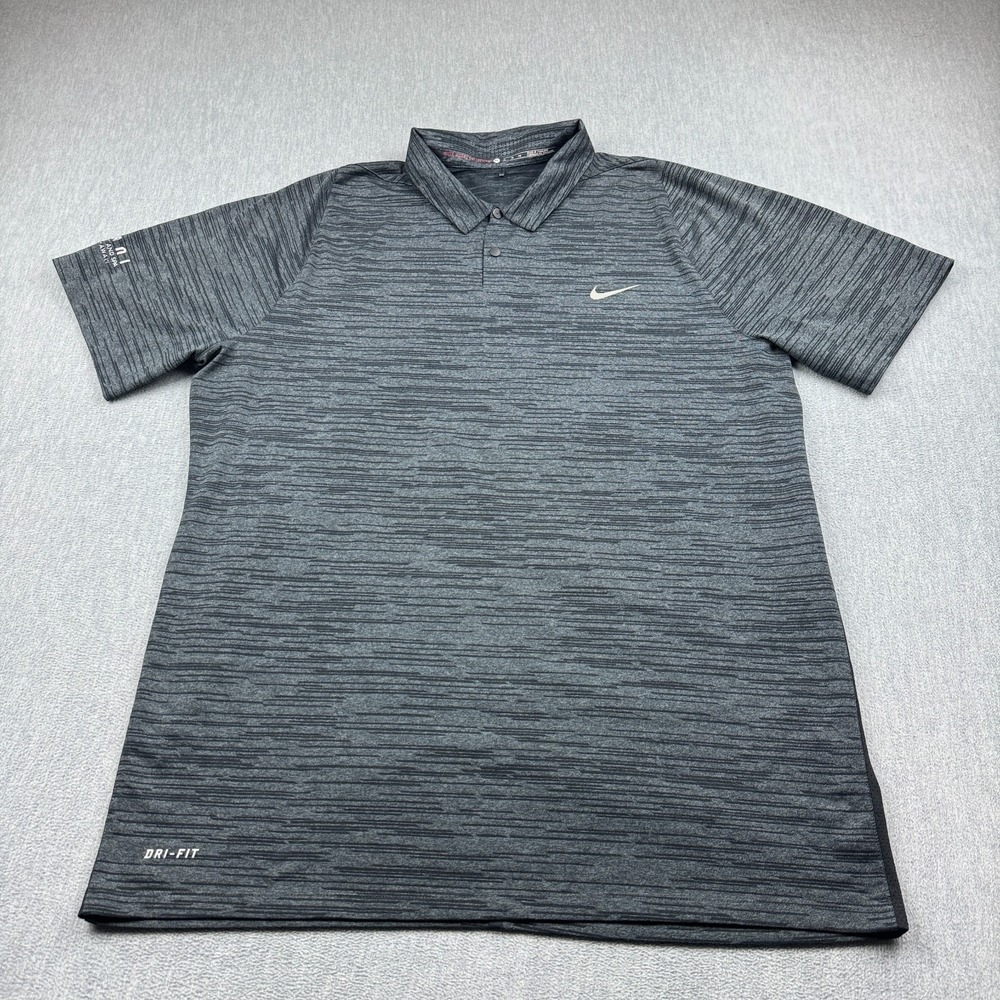 Tiger Woods Nike Shirt Men XL Gray Dri-Fit Tour Golf Polo Swoosh Performance Top